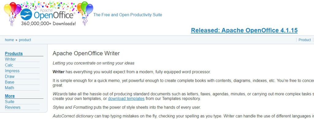Apache OpenOffice Writer Microsoft Word Alternatives
